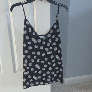 Socialite Black Daisy Print Spaghetti Strap Cami
